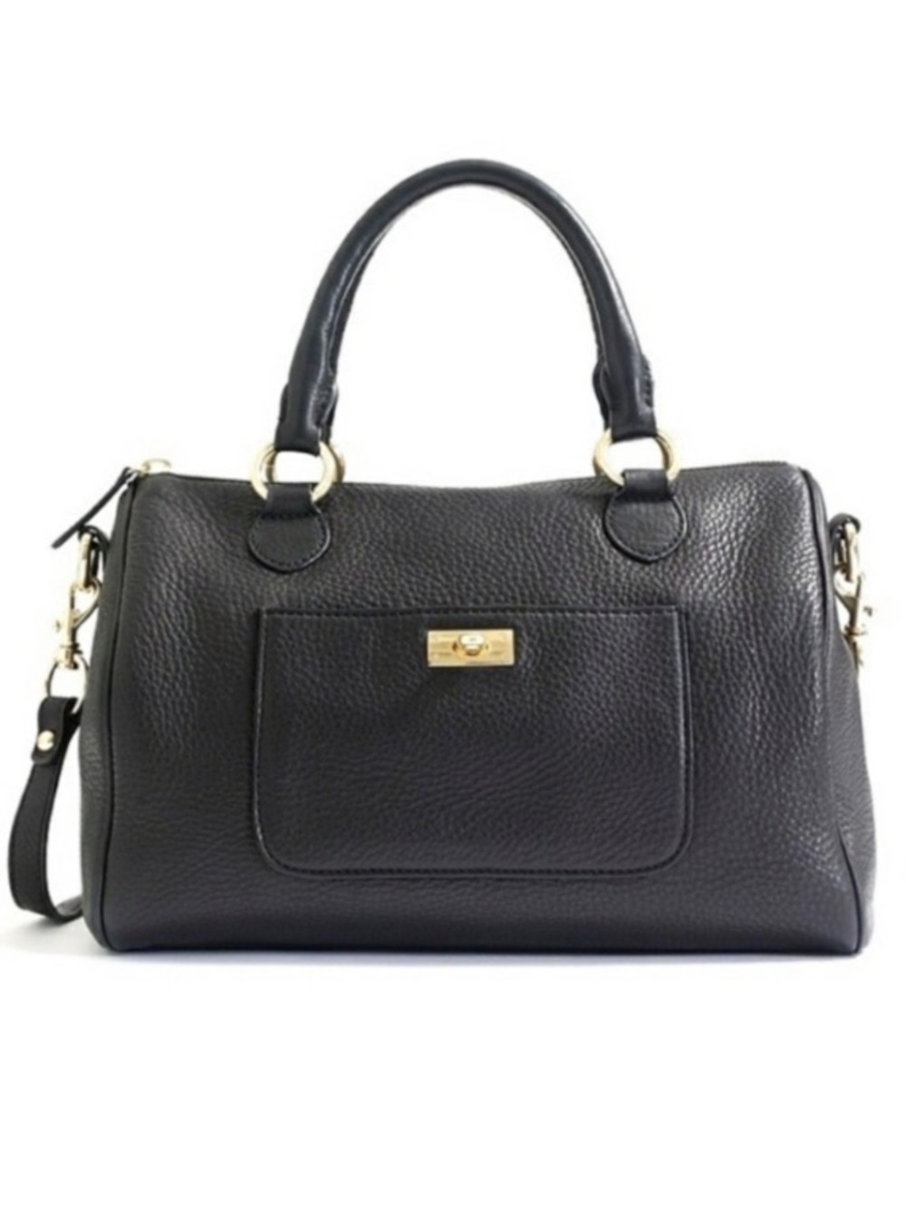 J.Crew Factory Black Gold Brompton Satchel 100% Leather